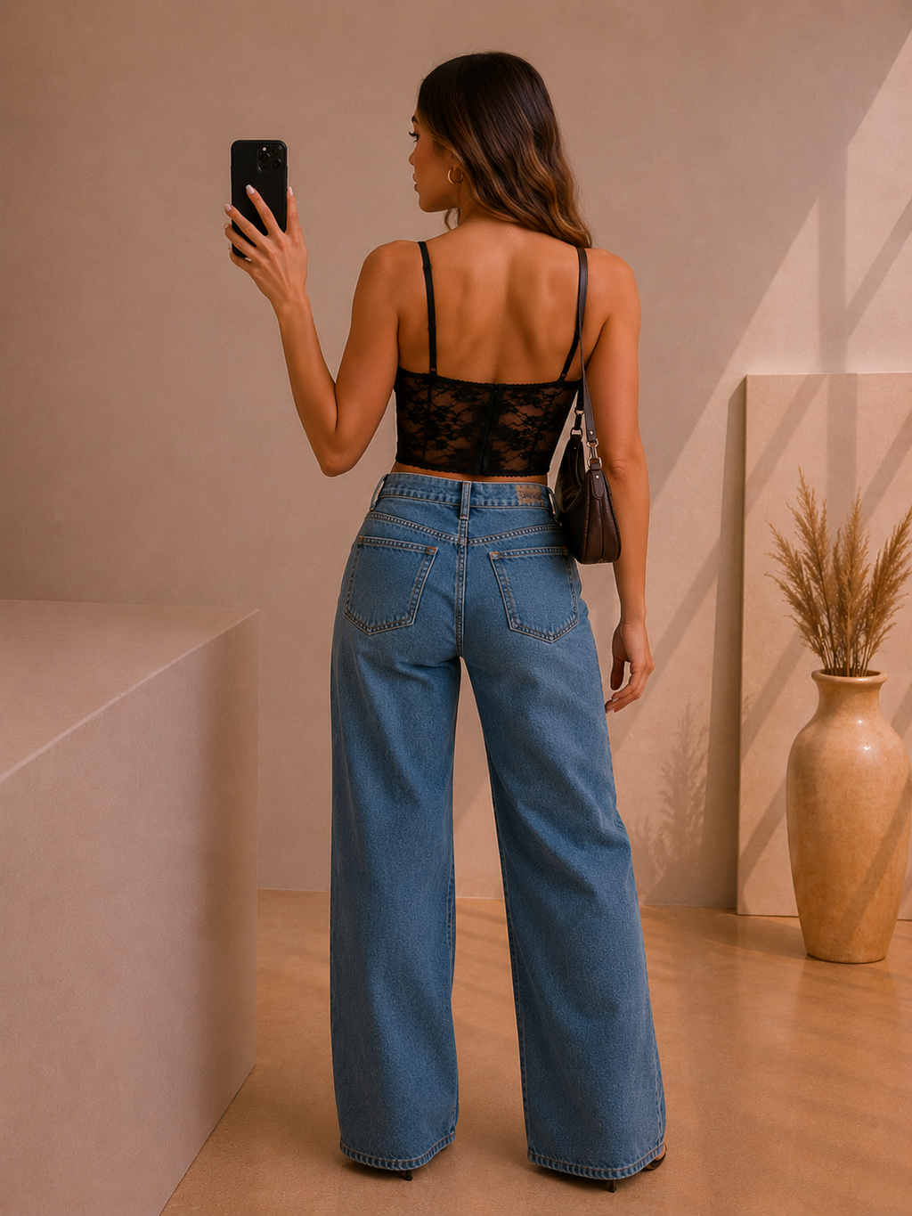 Top Noir Femme en Dentelle Transparente – Coupe Ajustée Élégante & Sexy