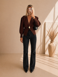 Cardigan Femme Élégant Col V – Coupe Ample à Boutonnage Unique – Style Casual Chic