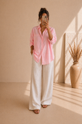 Chemise Femme en Coton – Coupe Ample, Manches Longues, Élégance Décontractée