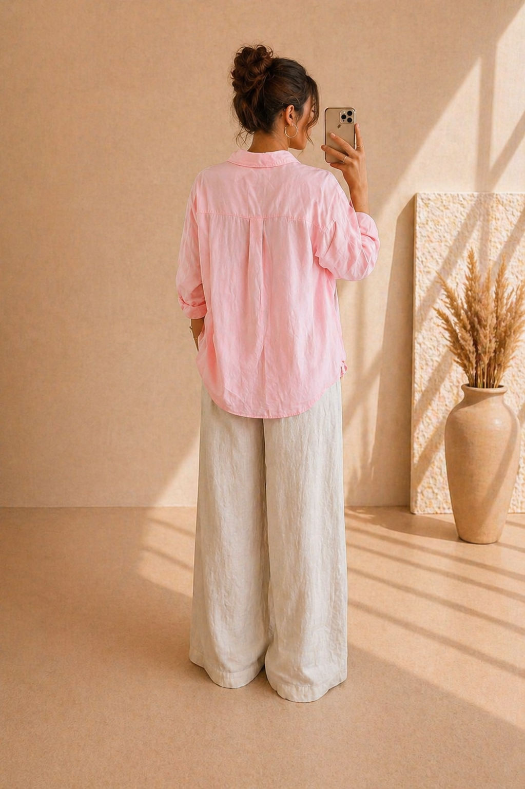 Chemise Femme en Coton – Coupe Ample, Manches Longues, Élégance Décontractée