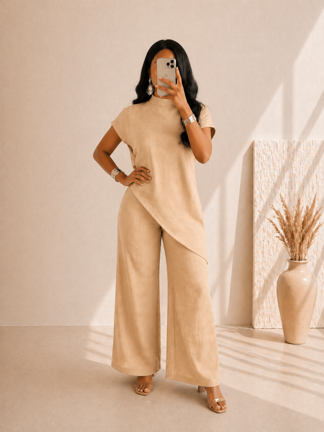 Ensemble 2 Pièces Asymétrique Femme – Coupe Fluide & Élégante