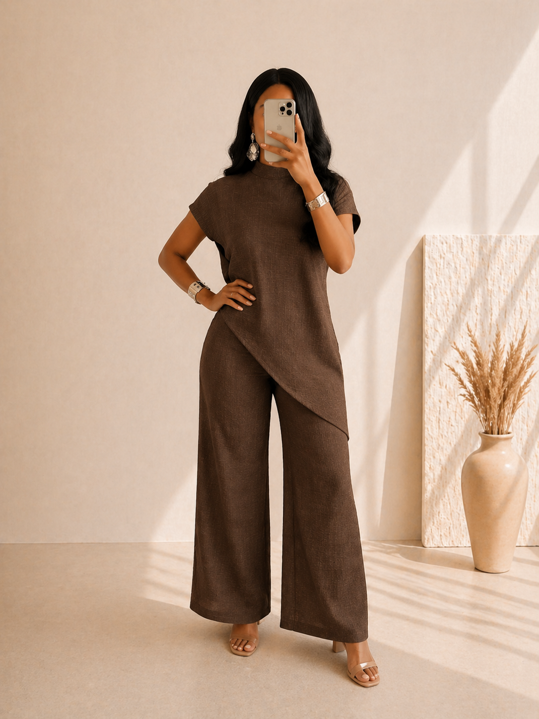 Ensemble 2 Pièces Asymétrique Femme – Coupe Fluide & Élégante