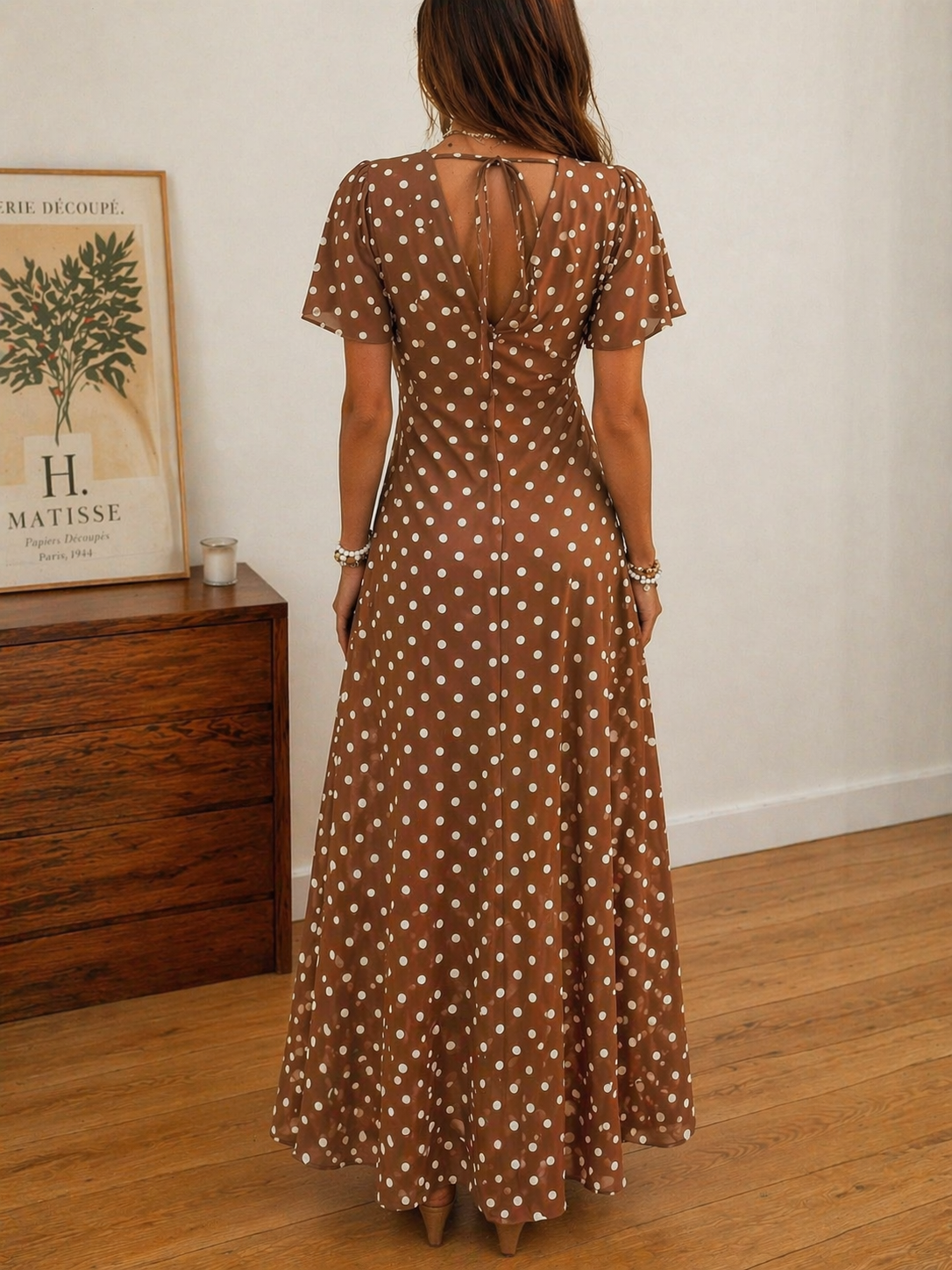 Robe longue fluide à pois