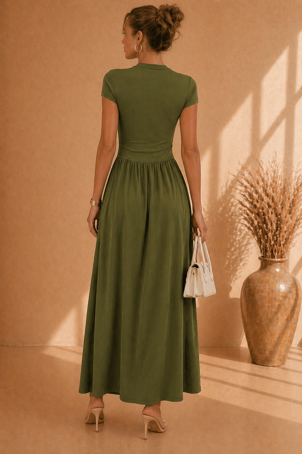 Robe Longue Élégante Plissée Femme