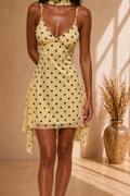 Robe Mini Femme Sexy à Bretelles Fines – Coupe Trapèze Asymétrique, Imprimé Géométrique, Style Été Élégant